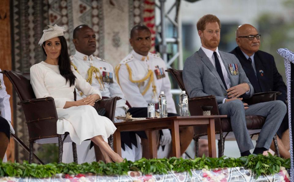  The Duke and Duchess Sussex took their seats alongside Fijian officials