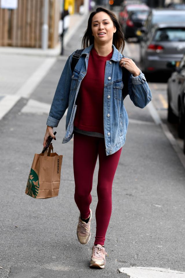  The Russian-born beauty held a Starbucks bag - no doubt containing coffee to keep her energised during the gruelling training