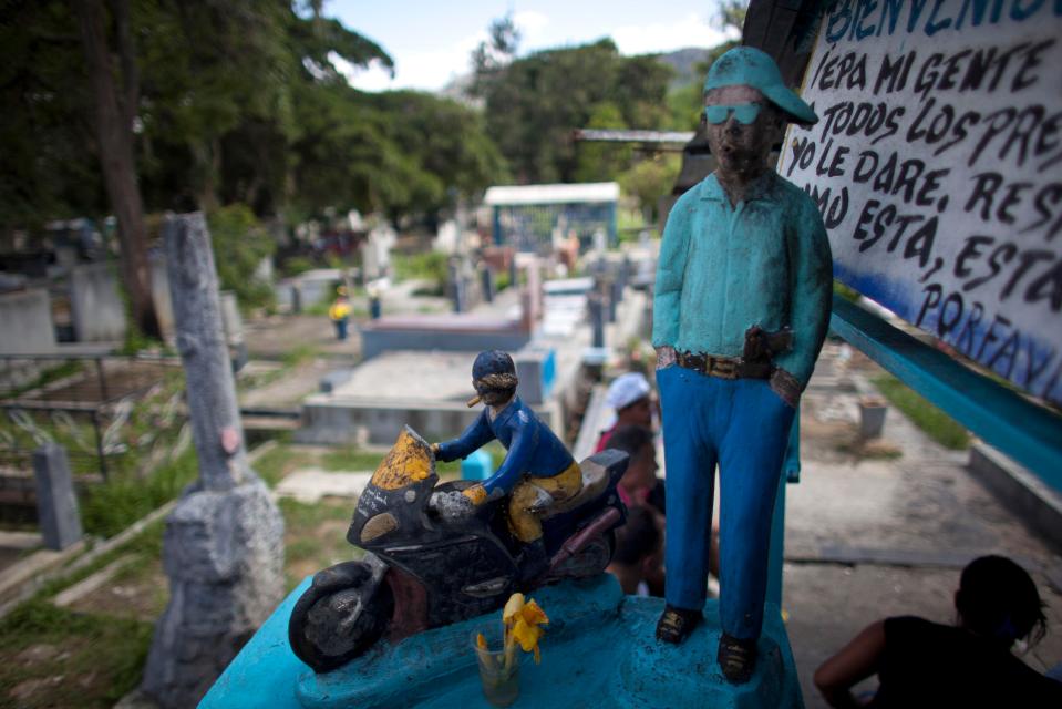  Statues of Ismael stand at the pantheon of Santos Malandros, or Holy Thugs, in Caracas