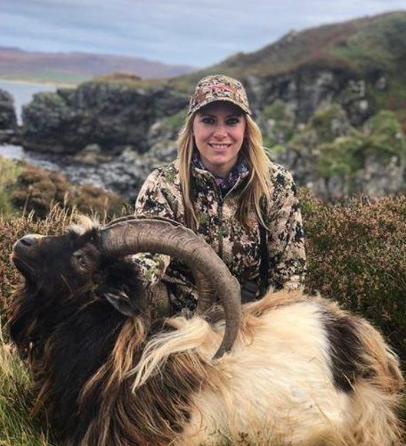  TV host Larysa Switlyk, 33, has sparked outrage after posing with wild animals she killed on a trip to Scotland