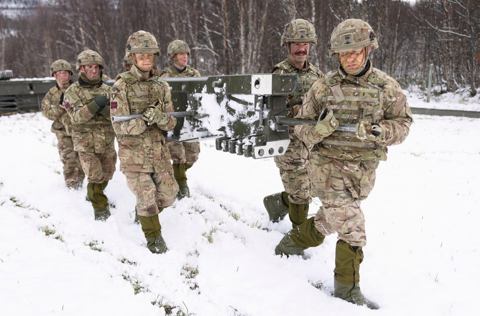  Members of the Royal Engineers take part in a bridge-building operation