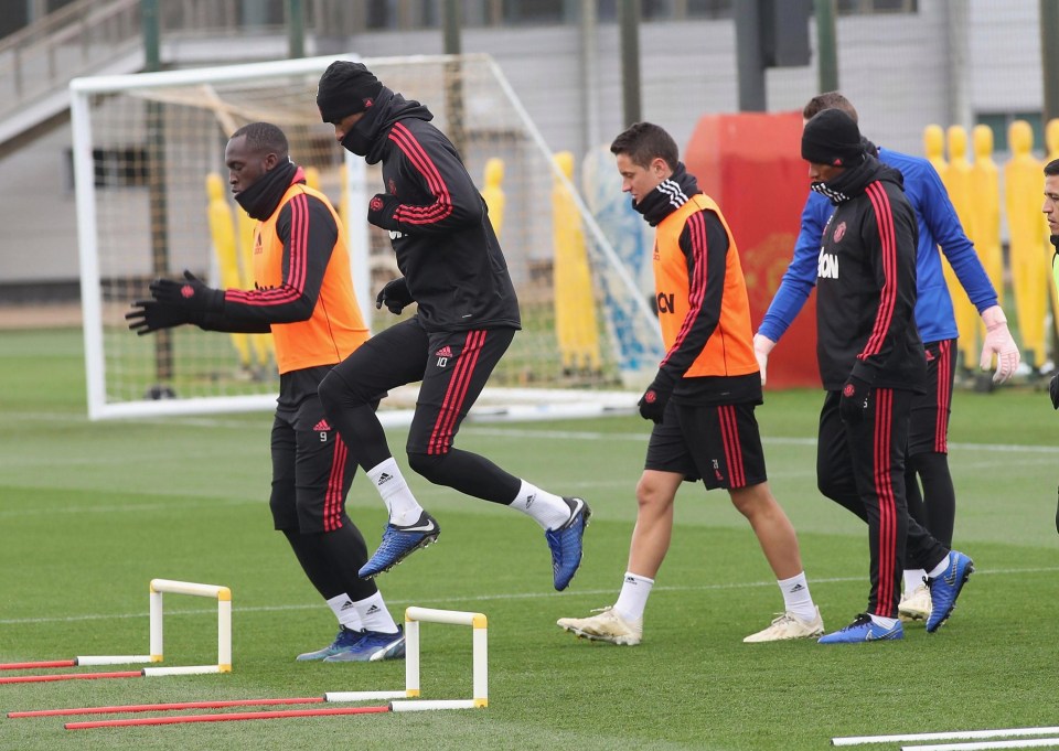 Man United stars are in training preparing their clash with Everton