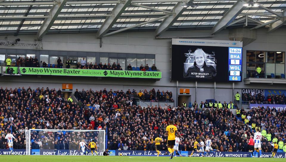  Brighton paid tribute to legendary commentator Peter Brackley during the game