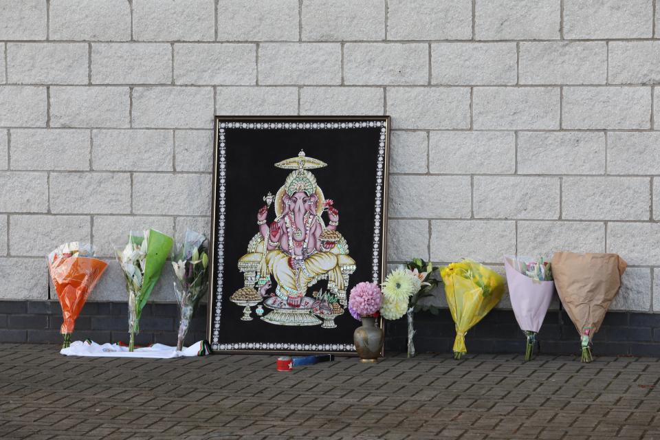  Flowers left at the scene at the King Power Stadium in Leicester the morning after the helicopter crash