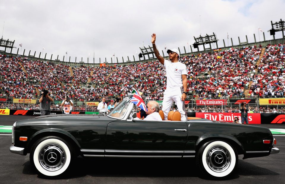  Lewis Hamilton was in high spirits as he toured the course