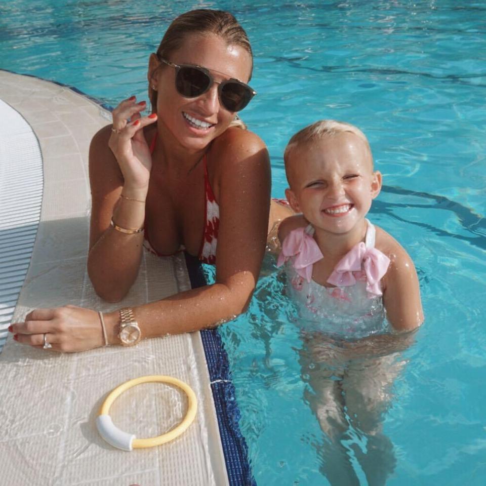  The mother-daughter duo enjoyed a dip in the pool