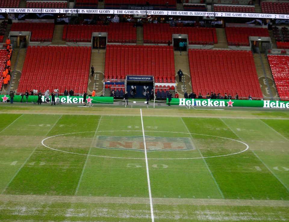  The Wembley turf looks in a right state just hours before kick-off