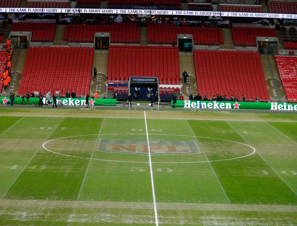  Wembley hosted an NFL match just 30 hours before the Premier League game kicked off at 8pm yesterday