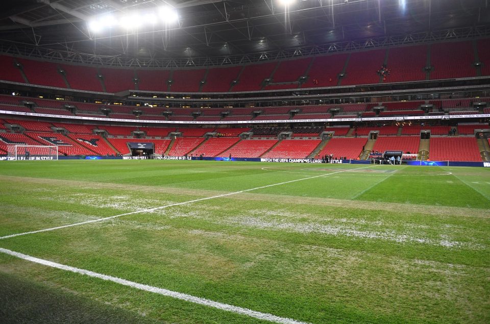  How the Wembley pitch looks just two hours before Spurs vs Man City