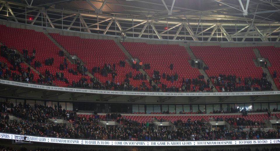  There were thousands of empty seats at Wembley for Tottenhams clash against Man City on Monday night