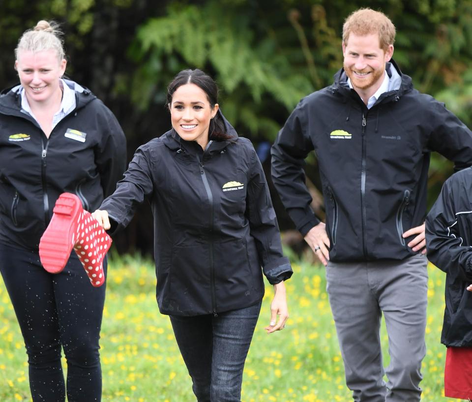  Meghan gives it a bit of welly down under