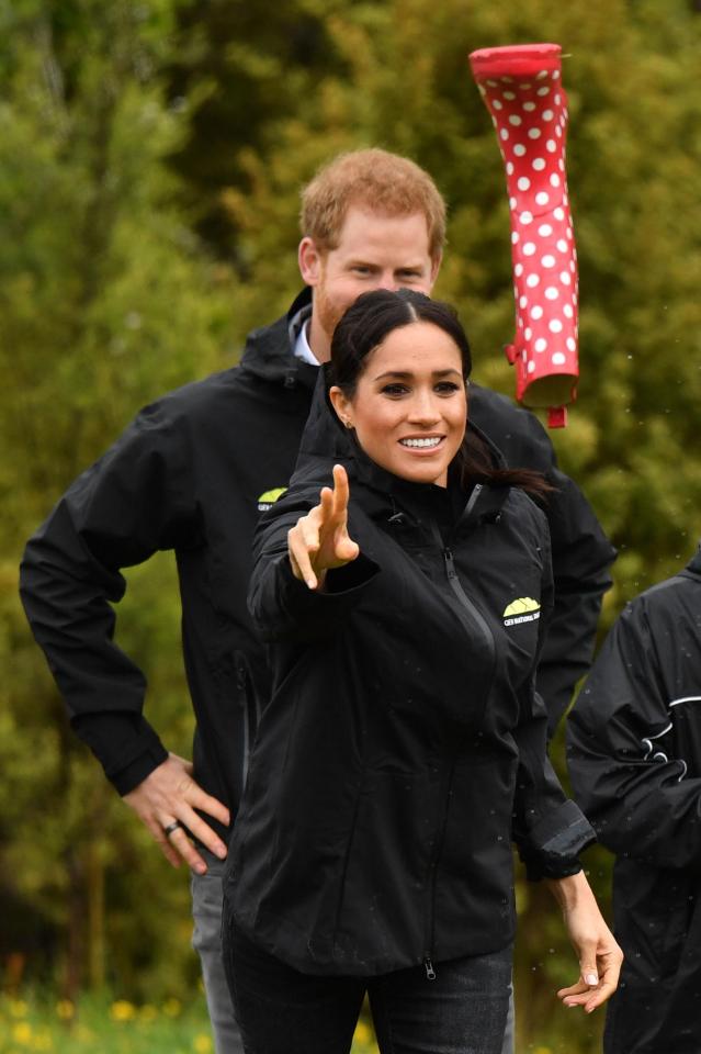  Meghan takes part in welly-wanging contest in Auckland