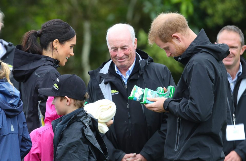  The couple are given gifts, including a pair of tiny wellingtons for their forthcoming child