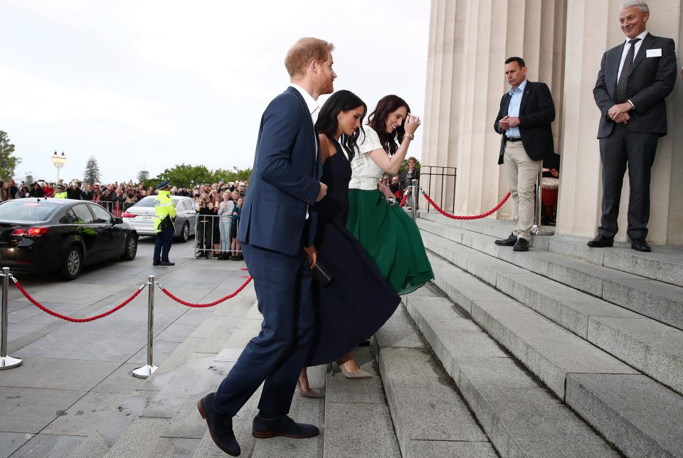  The royal couple and New Zealand's PM arrive at the reception at Auckland War Memorial Museum