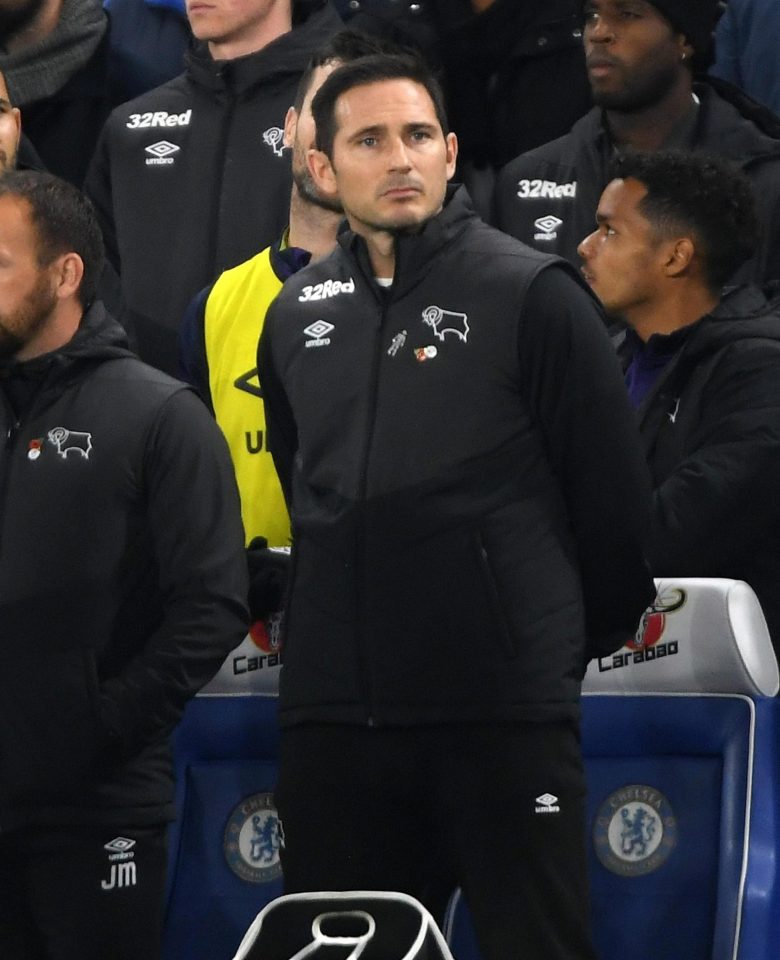  Frank Lampard failed to celebrate as his Derby side scored two first half goals at Chelsea