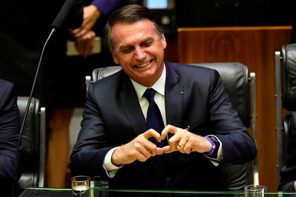  Bolsonaro is seen here moments before his inauguration ceremony in Brasilia on New Year's Day