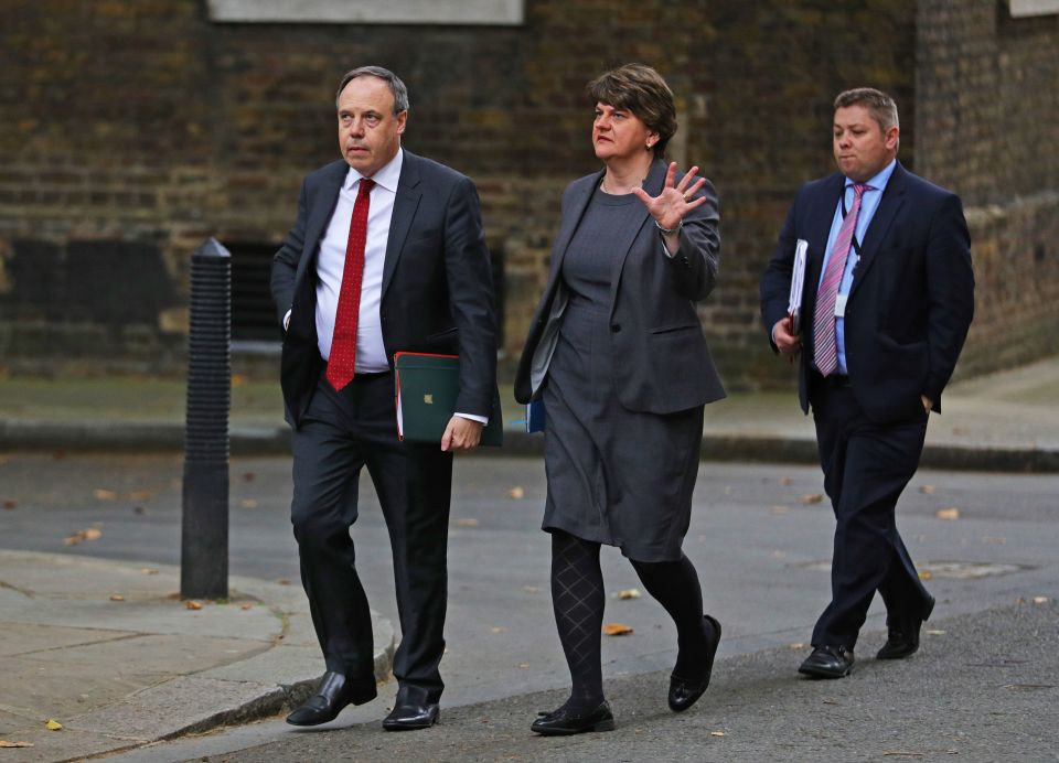  Former DUP leader Arlene Foster and deputy leader Nigel Dodds arrive in Downing Street