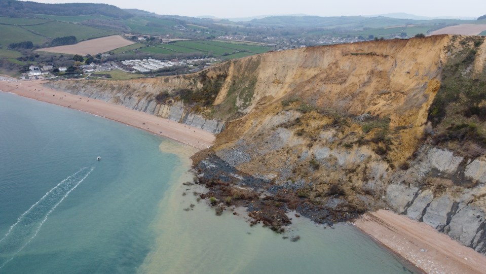  A landslide on Dorset's Jurassic Coast in the UK buried a lot of the beach