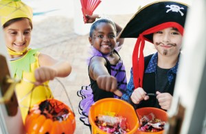  Often, kids dress up in costumes and go door to door trick or treating