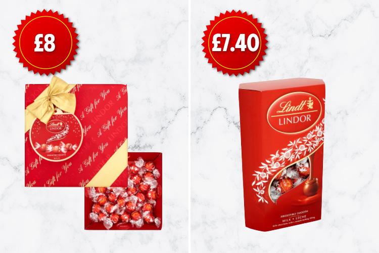  Lindt's Christmas gift box (left) is more expensive and contains less chocolates than its 337g carton which is on sale all year round (right)