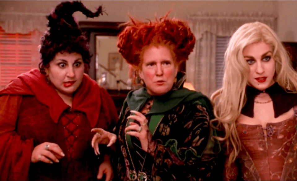  A shot from the faked version of Hocus Pocus featuring Donald Trump as a substitute for Bette Midler