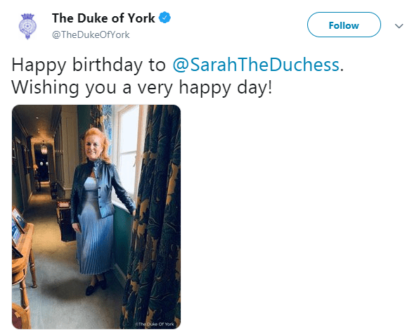  The Duke of York shared a birthday message to Sarah Ferguson