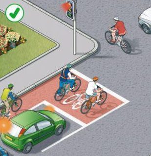  Advanced stop lines may allow cyclists to move ahead of traffic, but they must still remain within the designated box