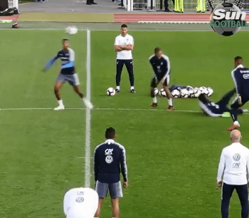  Kylian Mbappe sends Ousmane Dembele flying - to the amusement of the squad