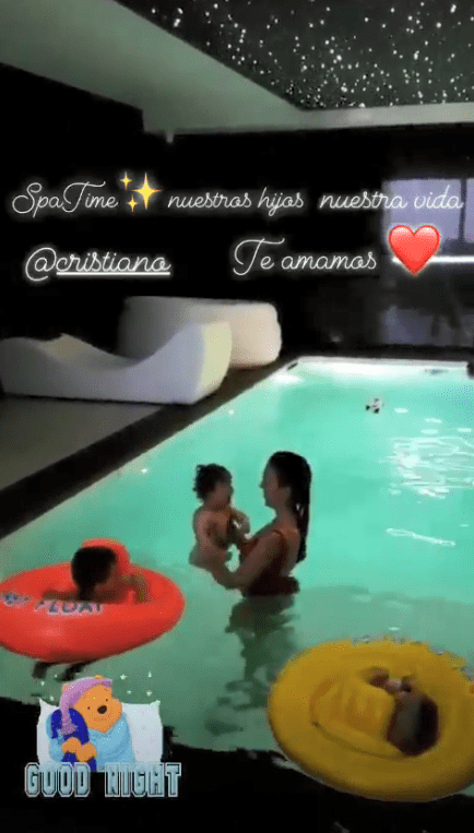  Georgina Rodriguez, 23, shared a video of herself in a pool on Instagram Stories