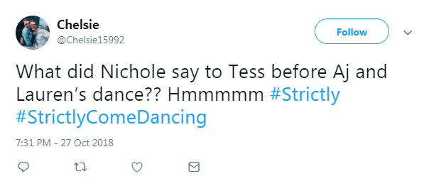  The mic failed to pick up clearly what Nicole said to Tess