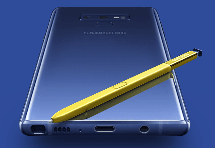  The Samsung Galaxy Note 9 has a built-in S-Pen stylus for productivity purposes