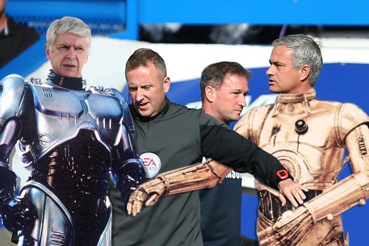  Arsene Wenger, left, pictured in a Sun Sport mock-up alongside old foe Jose Mourinho, believes robots could take over as football managers in 20 years time