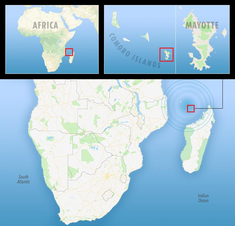  Seismic sensors picked up the shockwaves off Madagascar