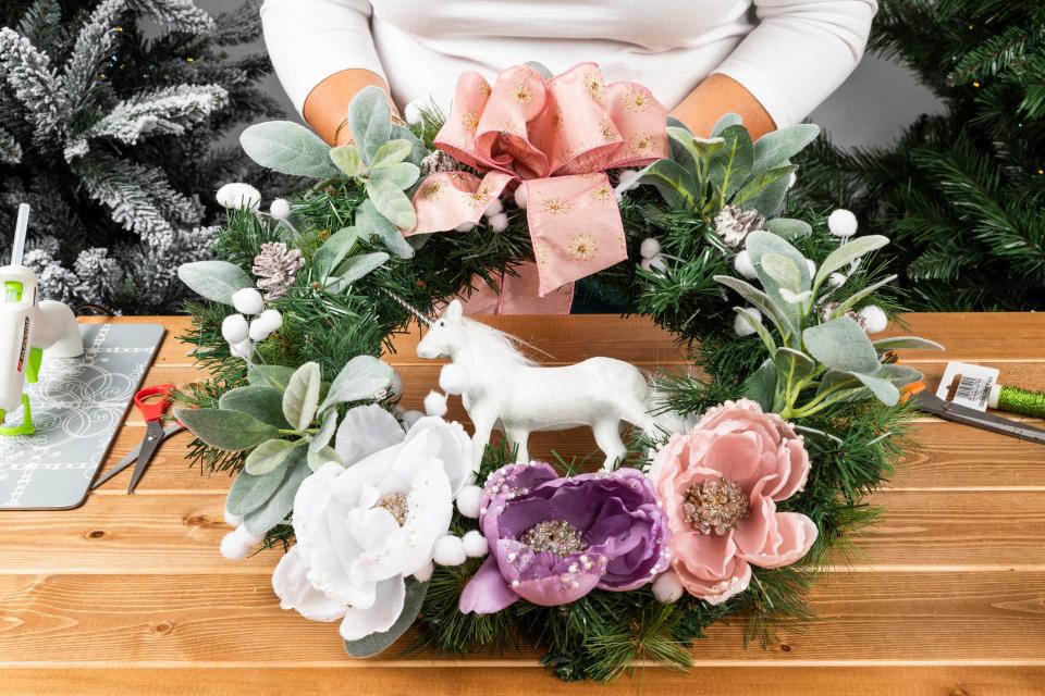  A DIY unicorn wreath - put together by Haskins Garden Centres - can be made to celebrate the mythical creature's introduction to Christmas