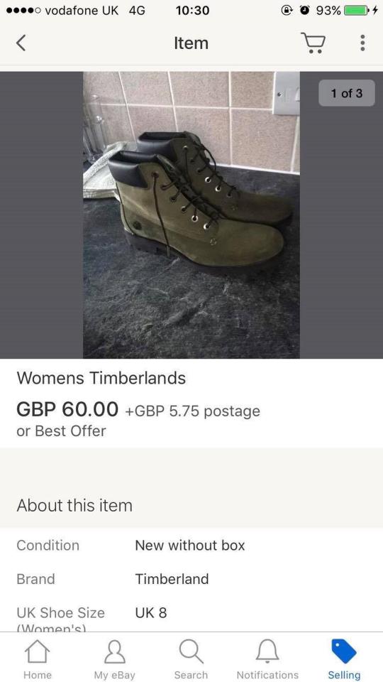  Kelly had flogged the boots for a tidy £60 on eBay