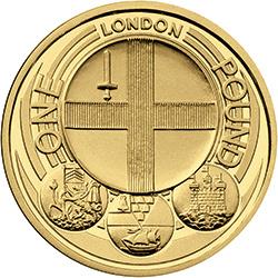  The coin features a magnified image of the badge of London