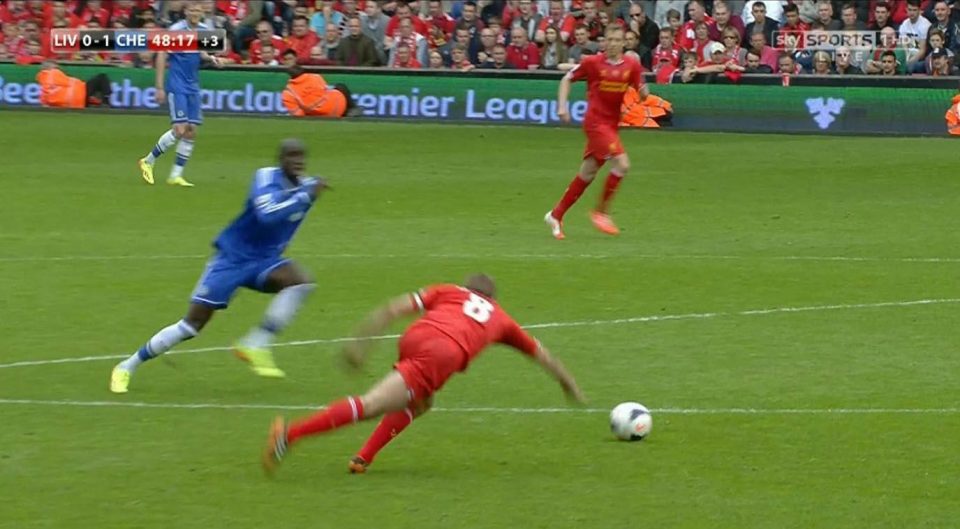  Steven Gerrard famously slipped to gift Demba Ba a goal in 2014