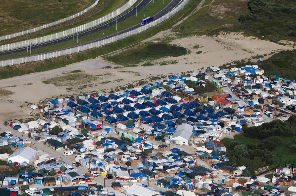  An aerial view of the migrant camp in Calais, northern France, that hosted more than 6000 migrants in 2016