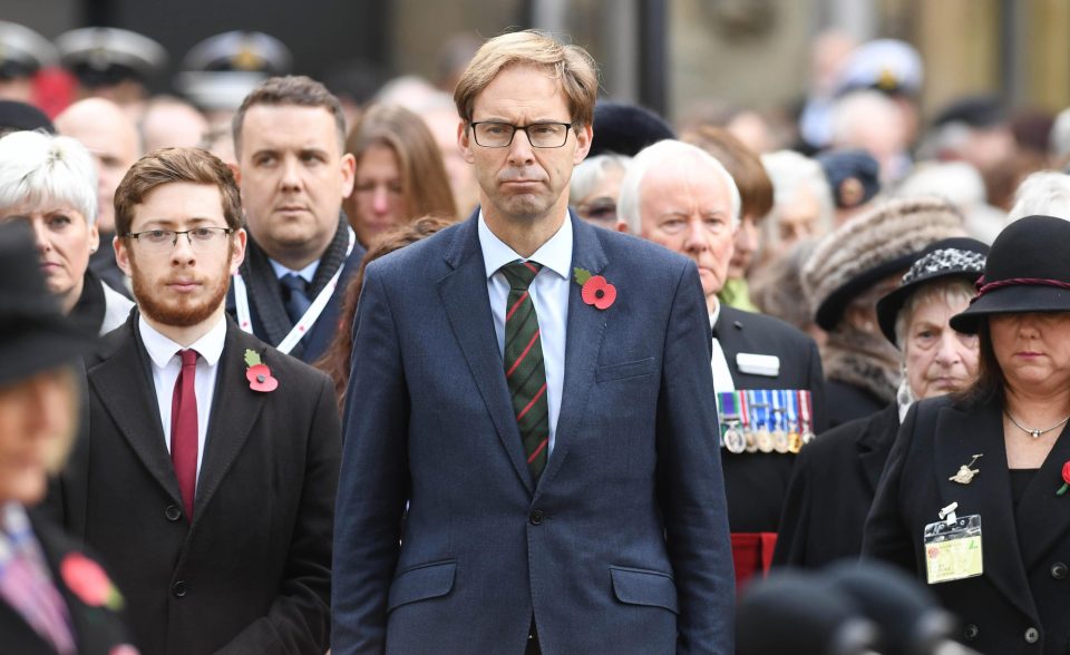  Tobias Ellwood visits the Field of Remembrance at Westminster Abbey on November 9, 2017 in London, England