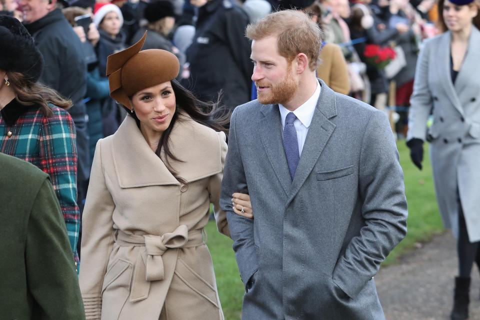  Meghan Markle and Prince Harry attend Christmas Day Church service at Church of St Mary Magdalene