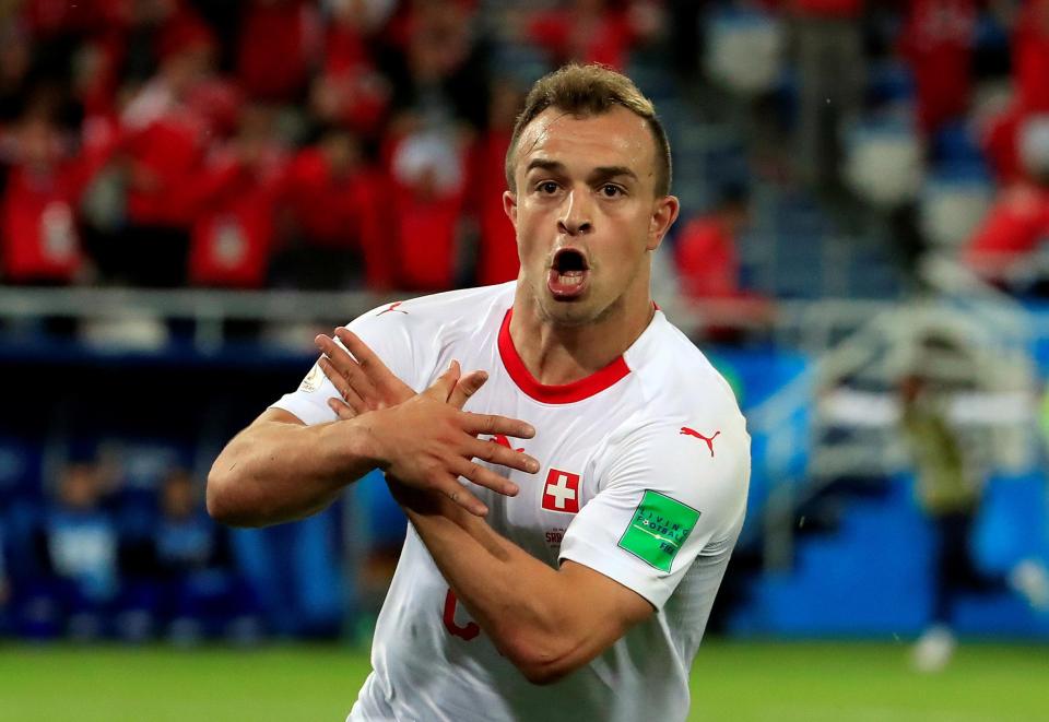  Shaqiri did the 'Albanian Eagle' celebration against Serbia at the World Cup in Russia