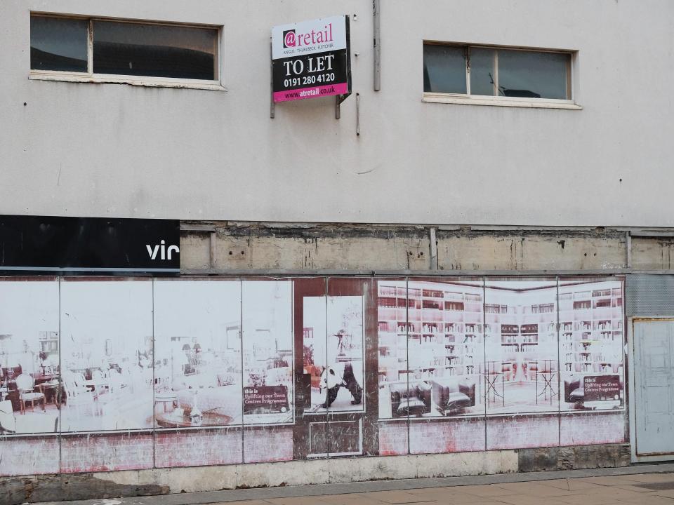  A boarded up shop in Redcar high street