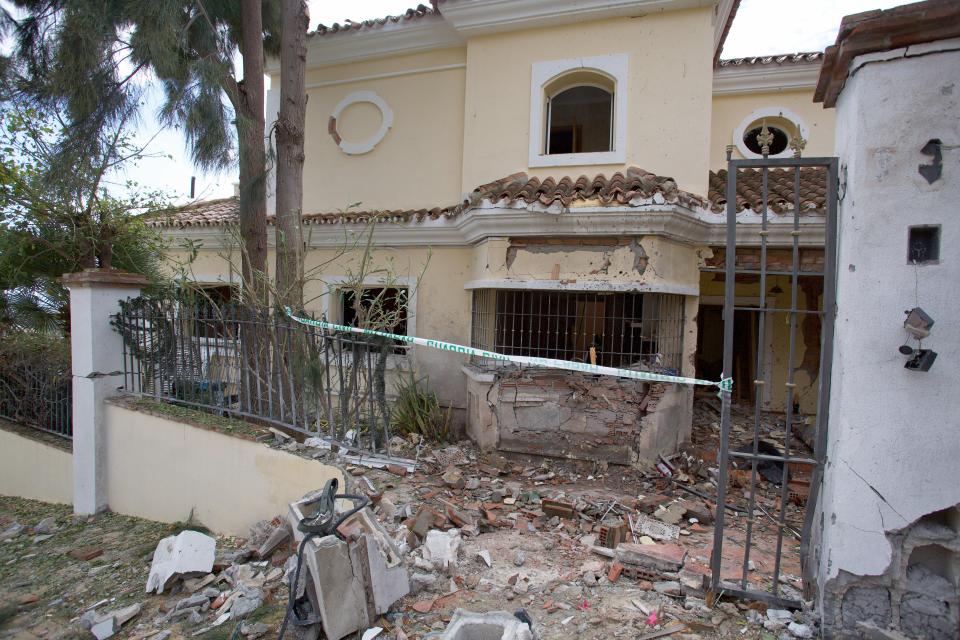  A villa is seen left in ruins by the bomb blast last month