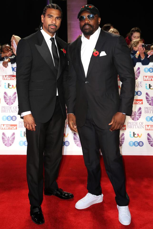  David Haye and Dereck Chisora during the Pride Of Britain Awards 2018 - the old enemies seem like best mates now