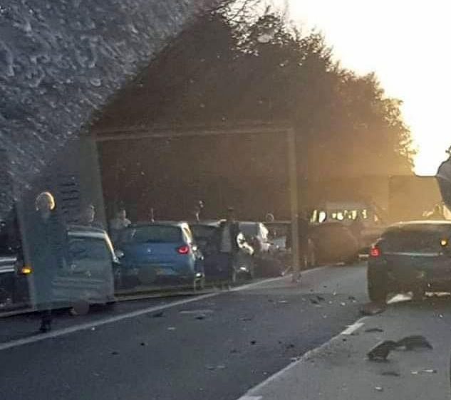  The crash just before 8am this morning led to a 15 car pile-up