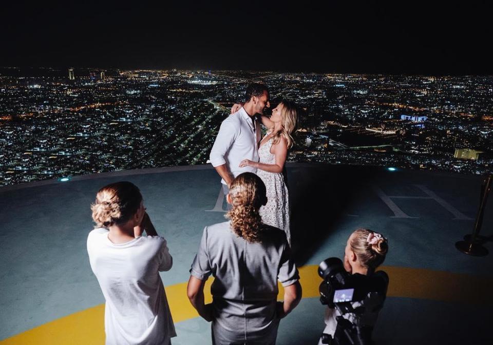  Kate Wright and Rio Ferdinand have announced their engagement after he popped the question in front of his three children in Abu Dhabi