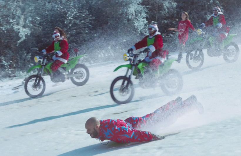  You then see stunt bikers and a man sledging face-first down a snowy hill