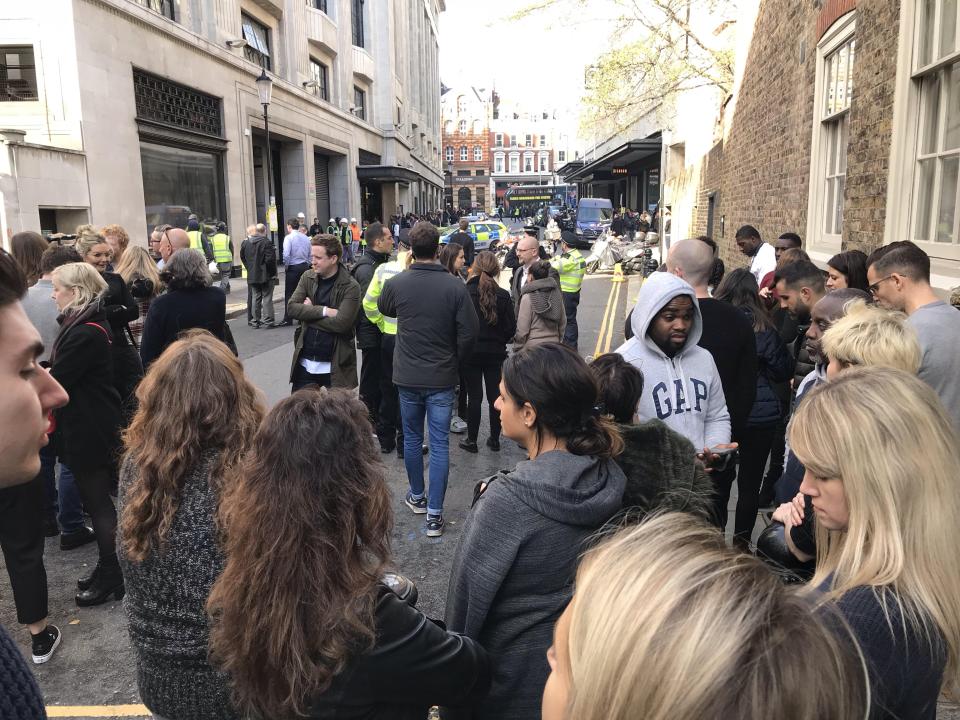  Evacuated workers in the street