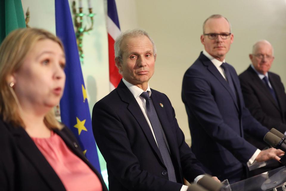  Karen Bradley, David Lidington, Simon Coveney and Charles Flanagan speaking during the British-Irish Intergovernmental Conference on 2 November