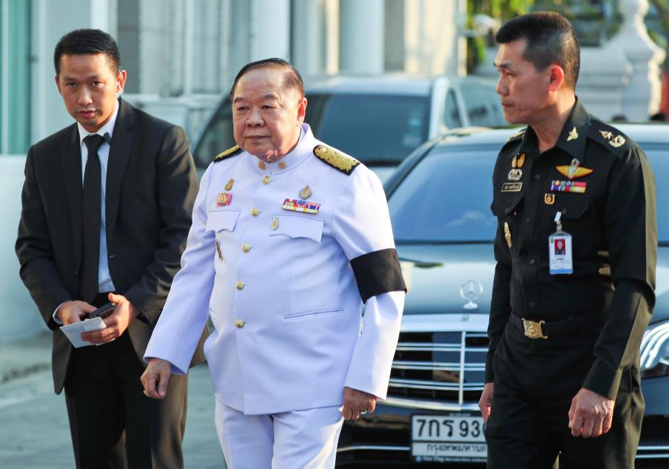  Thailand's Deputy PM Prawit Wongsuwan arrives at the funeral in Bangkok today